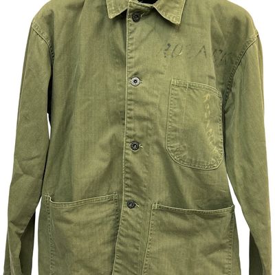 Sale Photo Thumbnail #358: WWII US Navy Identified P41 Issue HBT Utility Jacket Very Large Size - 48" chest
