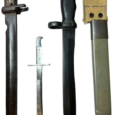 Sale Photo Thumbnail #591: A Trio of Military Bayonets and Edged Items including a Spanish Model 1964 Bayonet and a Japanese Type 30 Bayonet
