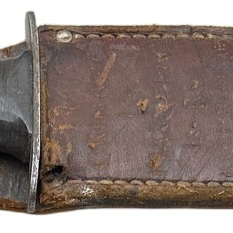 Sale Photo Thumbnail #373: WWII USMC KA-BAR Combat Knife and Personalized 1st Marine Division Leather Sheath