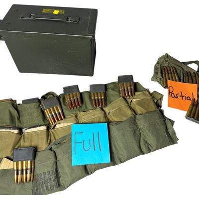 Sale Photo Thumbnail #110: A Collection of U.S. Military .30-06 Springfield M2 Ball Ammunition with M19A1 Ammunition Can and Bandoleers