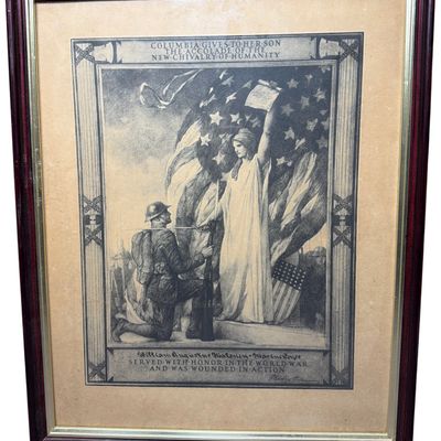 Sale Photo Thumbnail #234: WWI USMC Wounded in Action Columbia Accolade Certificate for William Augustus Maloney 96th Company 6th Marine Regiment