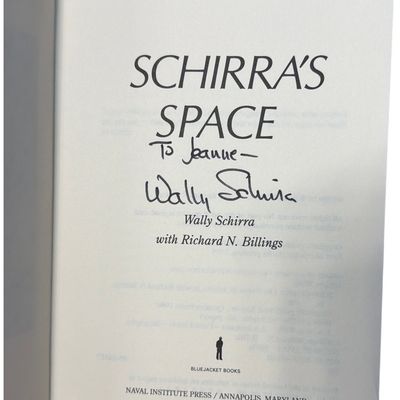 Sale Photo Thumbnail #634: NASA Astronaut Wally Schirra Autographed copy of his Autobiography; Schirra's Space. Naval Institute Press, 1995. First Bluejacket Books Printing (Signed)