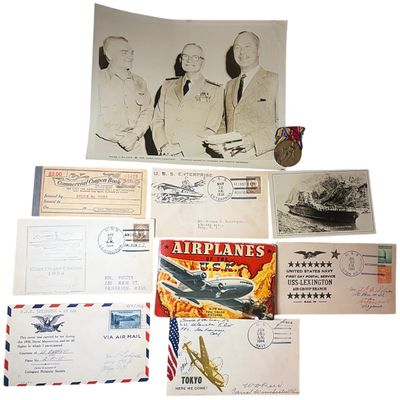Sale Photo Thumbnail #612: A Collection of United States Navy Philatelic Covers, WWII Victory Medal, and Naval Ephemera