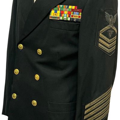 Sale Photo Thumbnail #544: US Navy Chief Petty Officer Hospital Corpsman Service Dress Blue Uniform Jacket Identified to Bates