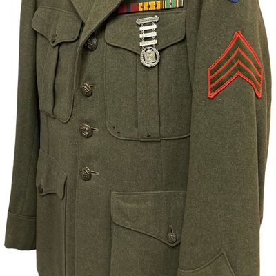 Sale Photo Thumbnail #336: WWII USMC Identified Sergeant Service Alpha Tunic 1st MAC - Pacific & ETO Service