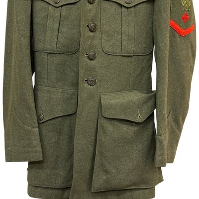 Sale Photo Thumbnail #501: WWII USMC Navy Corpsman Named Service Green Uniform Tunic and Garrison Cover Identified to Wayne G Castello