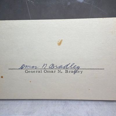 Sale Photo Thumbnail #399: General Omar N. Bradley Signed Index Card