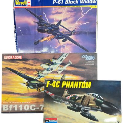 Sale Photo Thumbnail #707: Three Plastic Model Aircraft Kits by Dragon, Revell, and Monogram