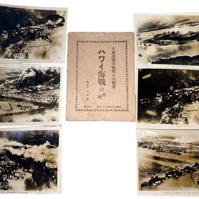 Sale Photo Thumbnail #271: WWII Japanese Imperial Navy Photograph Set of the Attack on Pearl Harbor with Original Envelope