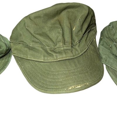 Sale Photo Thumbnail #359: Three United States Marine Corps Vietnam Era Utility Caps Including 1967 Dated Example and Herringbone Twill Pattern