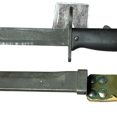 Sale Photo Thumbnail #590: French MAS 49/56 Bayonet and Scabbard with Leather Frog Marked MAT