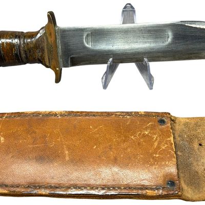 Sale Photo Thumbnail #509: KA-BAR style Fixed Blade Combat Knife and Leather Sheath