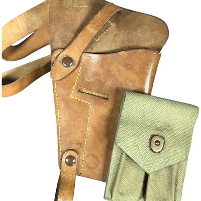 Sale Photo Thumbnail #626: A Leather Shoulder Holster and a Canvas Magazine Pouch