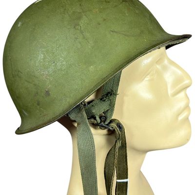 Sale Photo Thumbnail #567: Vietnam War Era US Military M1 Steel Combat Helmet with 1967 Dated Liner