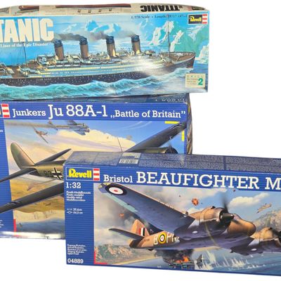 Sale Photo Thumbnail #709: Three Revell Plastic Model Kits Including RMS Titanic and Two 1:32 Scale Aircraft