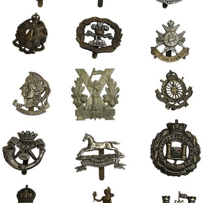 Sale Photo Thumbnail #220: WWI British Cap Badges and Collar Insignia Including Territorial and Volunteer Units