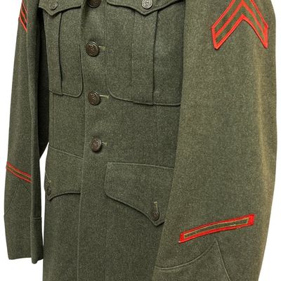 Sale Photo Thumbnail #332: WWII Identified USMC 2nd Division Forest Green Service Alpha Jacket Cpl J G Arnold Dated 1944