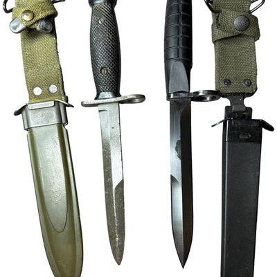 Sale Photo Thumbnail #585: Two Cold War Era Military Bayonets and Scabbards including a US M5 and a Swedish m/1965