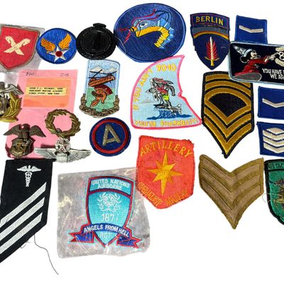 Sale Photo Thumbnail #718: WWII to Vietnam era Collection of U.S. Military WWII Bullion 3rd Army, Patches plus Maritime Insignia and with Provenance to Rear Admiral Paul L. Krinsky