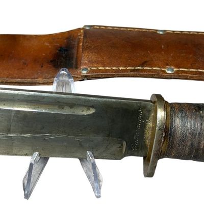 Sale Photo Thumbnail #524: WWII Cattaraugus 225Q Quartermaster Fighting Knife and Leather Sheath