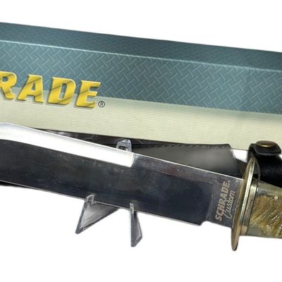 Sale Photo Thumbnail #102: Schrade Custom Sheep Horn Handle Horse bowie Knife SCH1850SH with Original Box and Sheath