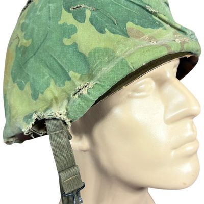 Sale Photo Thumbnail #568: U.S. Marine Corps M1 Steel Helmet with 1959 Contract Mitchell Camouflage Cover and Capac Liner