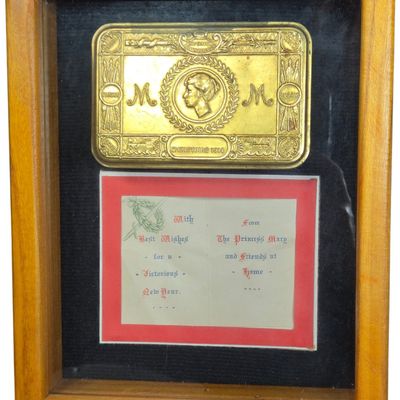 Sale Photo Thumbnail #246: World War I British Princess Mary 1914 Christmas Gift Tin and Original Greeting Card