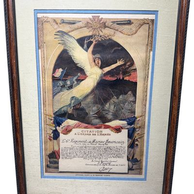 Sale Photo Thumbnail #233: WWI USMC 6th Marine Regiment Official Copy French Citation Blanc Mont Ridge Document