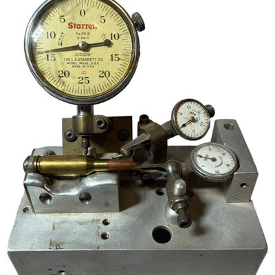 Sale Photo Thumbnail #152: Robert D. Mauger Custom Precision Shell Concentricity Gauge with Starrett and Gem Indicators