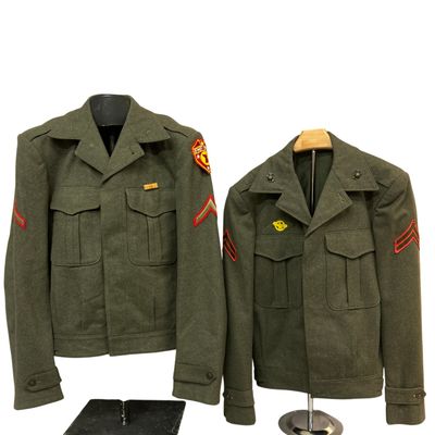 Sale Photo Thumbnail #502: Two WWII USMC Olive Drab Wool Service Jackets FMF-PAC