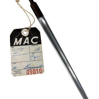 Sale Photo Thumbnail #576: Vietnam War Bringback Identified Spike AK Bayonet with Military Airlift Command Tag