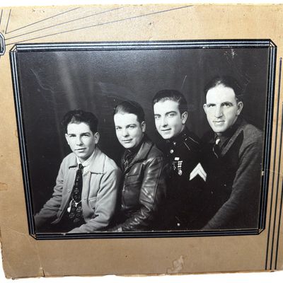 Sale Photo Thumbnail #310: World War II Era Studio Portrait of Four Men Including US Marine Corps Corporal