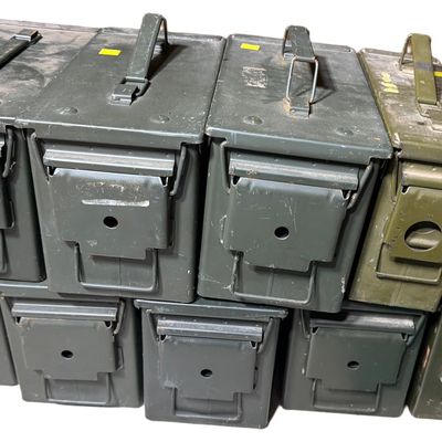 Sale Photo Thumbnail #166: A Collection of Nine US Military Steel Ammunition Storage Cans