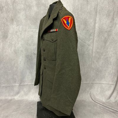 Sale Photo Thumbnail #519: WWII USMC 5th Division Forest Green Wool Service Uniform Jacket Dated 1943