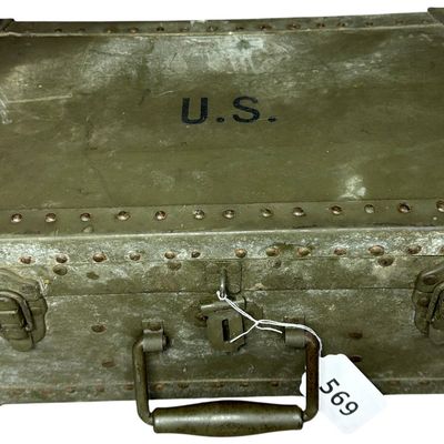 Sale Photo Thumbnail #532: World War II US Army M-1944 Barber Kit Case Dated 1945 by United States Trunk Co. Inc.