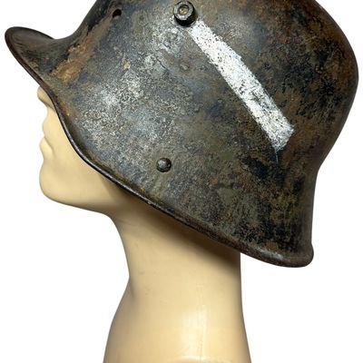 Sale Photo Thumbnail #226: German WWI M16 Steel Helmet Shell with Painted White Side Bars