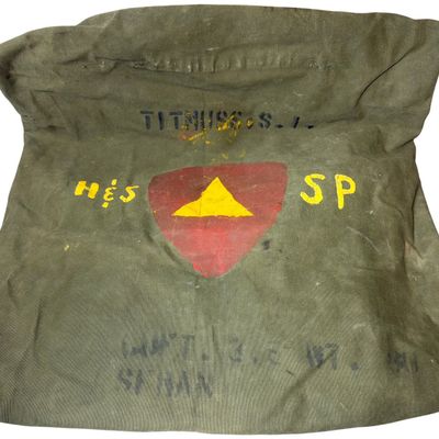 Sale Photo Thumbnail #609: Personalized Korean War Era USMC Shore Party Canvas Sea Bag Named to Corporal Stanley I Titmuss