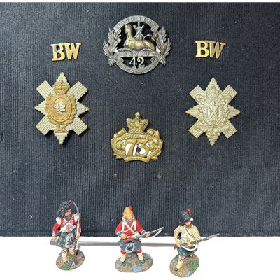 Sale Photo Thumbnail #224: A Collection of British Black Watch 42nd and 73rd Foot Regimental Insignia and W. Britain Metal Miniatures