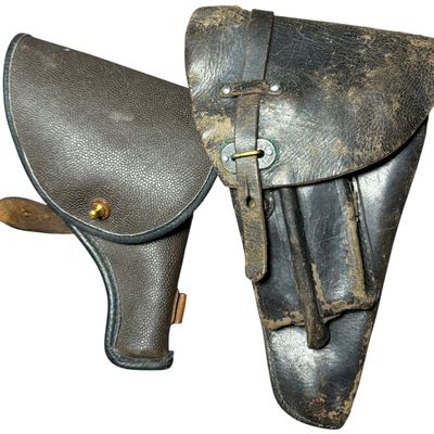 Sale Photo Thumbnail #412: Two WWII Era European Military Pistol Holsters Swedish M1940 LAHTI and Russian Nagant