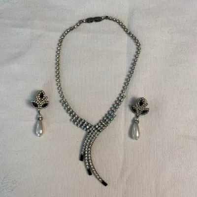 Rhinestone Necklace and Earrings