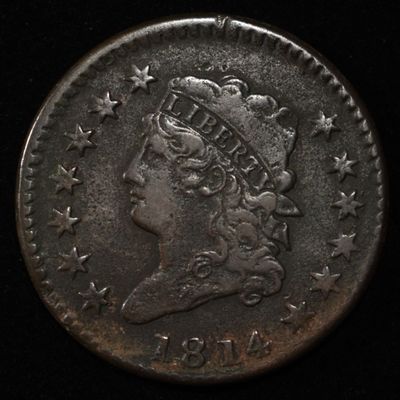 Sale Photo Thumbnail #355: 1814 CLASSIC HEAD LARGE CENT XF