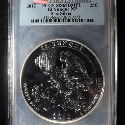 Sale Photo Thumbnail #416: 2012 EL YUNQUE NP 5 OZ SILVER PCGS MS69DMPL