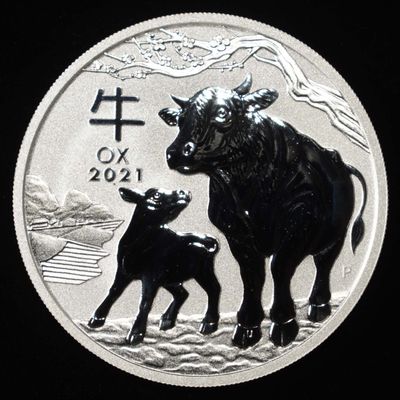 Sale Photo Thumbnail #389: 2021 LUNAR YEAR OF THE  OX 1 OZ .999 SILVER ROUND