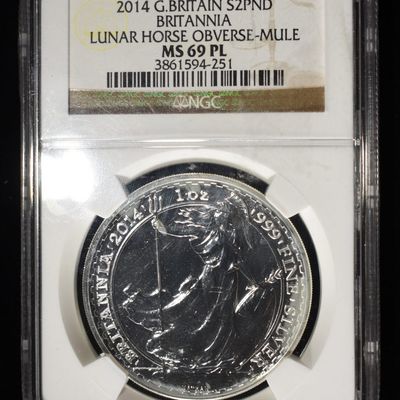 Sale Photo Thumbnail #406: 2014 G.BRITAIN BRITANNIA  0.999 SILVER NGC MS69PL