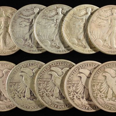 Sale Photo Thumbnail #136: (10) WALKING LIBERTY HALF DOLLARS