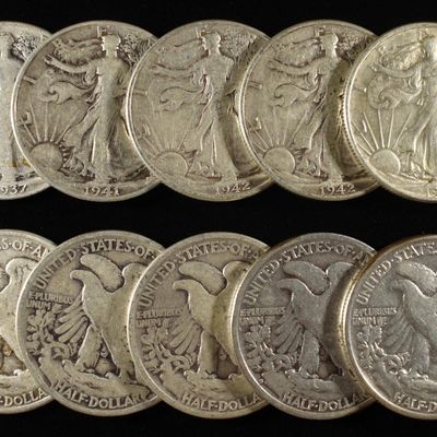 Sale Photo Thumbnail #347: (10) WALKING LIBERTY HALF DOLLARS