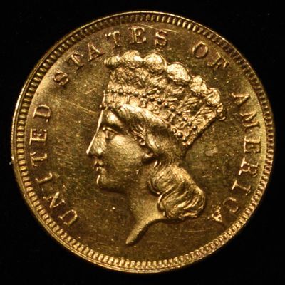 Sale Photo Thumbnail #445: 1887 $3 PRINCESS GOLD GEM BU