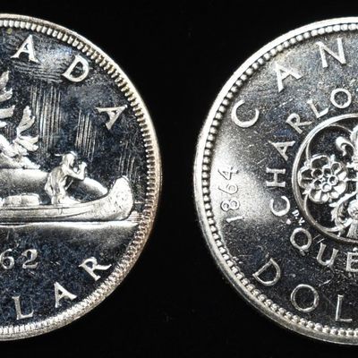 Sale Photo Thumbnail #148: (2) 80% SILVER CANADIAN DOLLARS