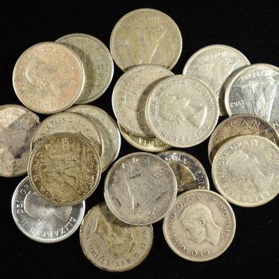 Sale Photo Thumbnail #143: (20) 10C CANADIAN 80% SILVER