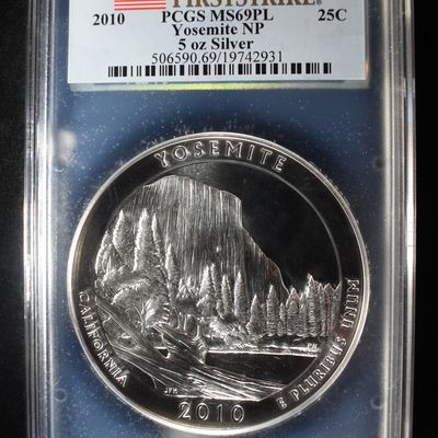 Sale Photo Thumbnail #413: 2010 YOSEMITE NP 5 OZ SILVER PCGS MS69PL